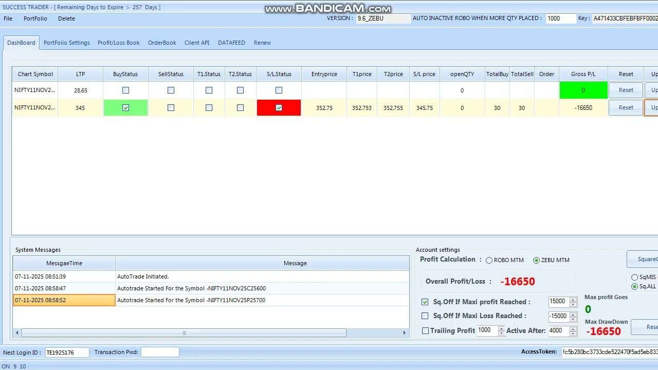 ROBO TRADING NIFTY OPTION 07 NOV 25 .15 LOT TODAY LOSS.RS.16500