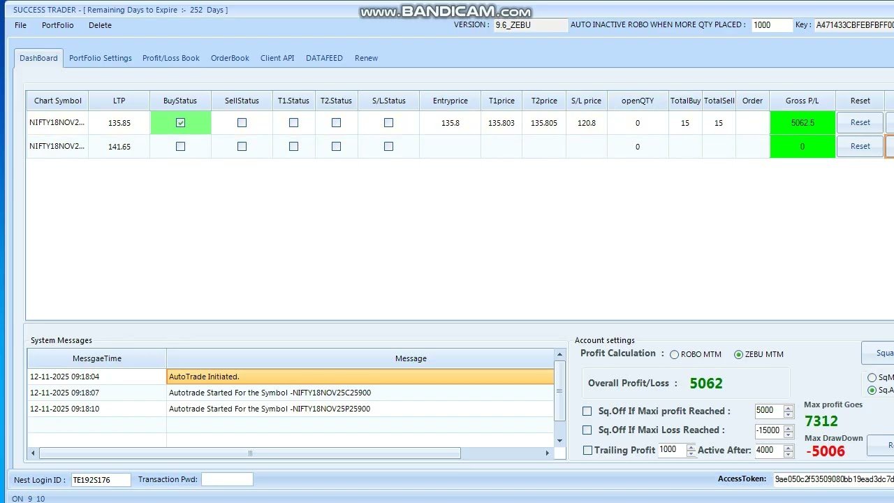 ROBO TRADING NIFTY OPTION 12 NOV 25 .15 LOT TODAY PROFIT .RS.5000