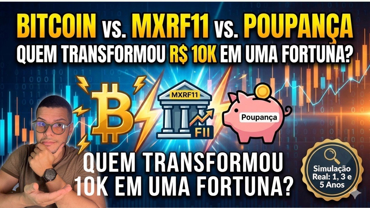 ONDE INVESTIR R$ 10 MIL? Simulação Real: Poupança, Tesouro, MXRF11 ou Bitcoin?