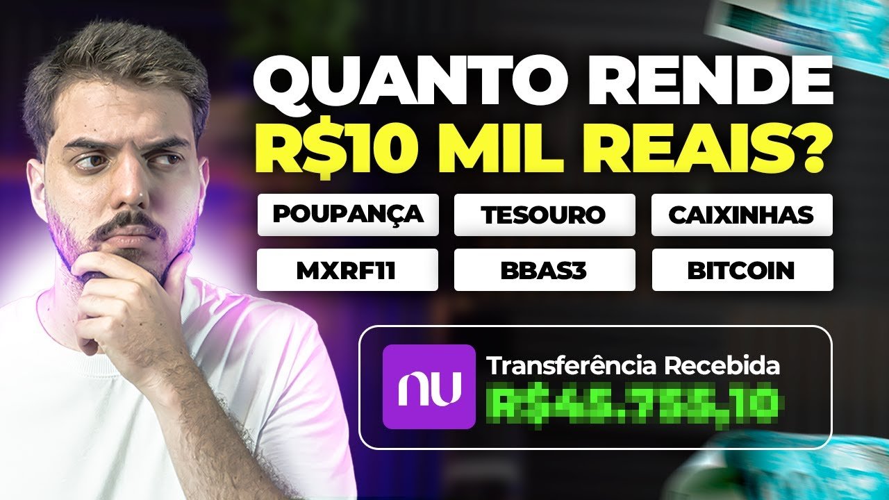 ONDE INVESTIR R$10 MIL EM 2026? Poupança, Tesouro, Caixinha, MXRF11, BBAS3 ou Bitcoin? Investimento