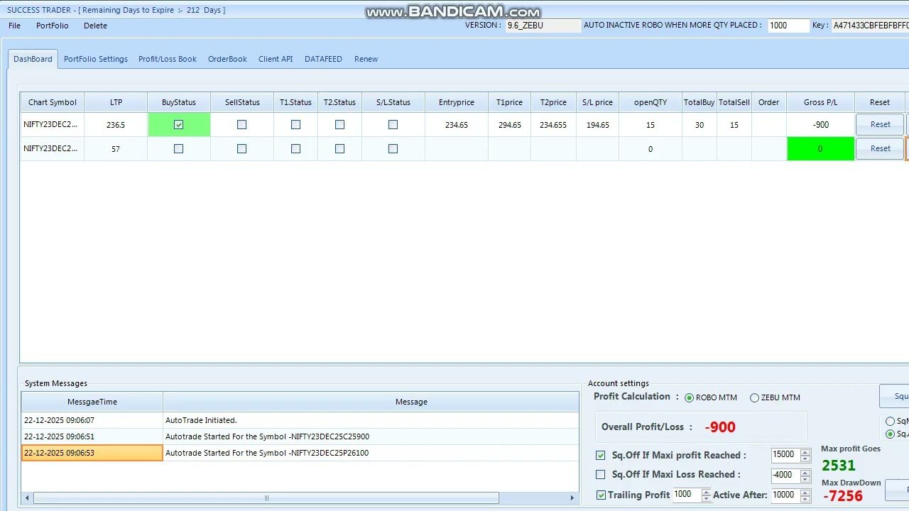 ROBO TRADING NIFTY OPTION 22 DEC 25 .15 LOT TODAY PROFIT .RS.3150