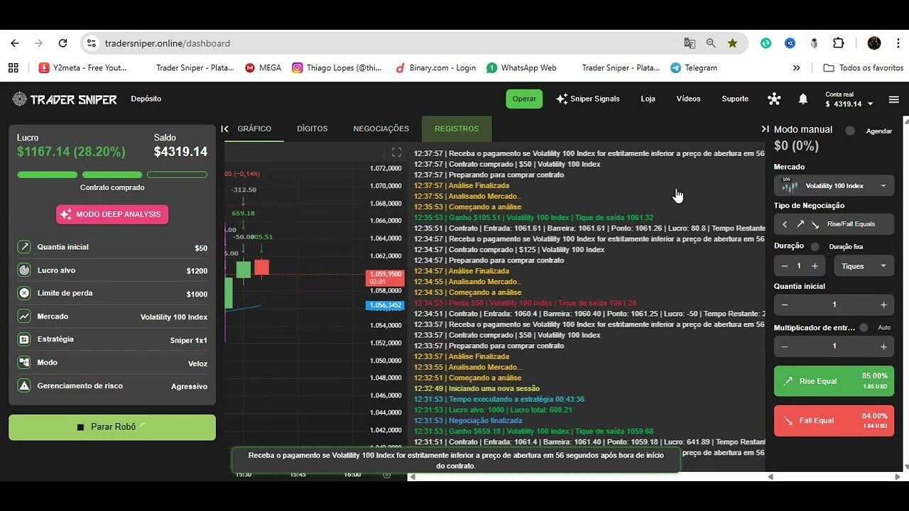 Acompanhem o canal que vem novidades ai, olha como ta esse robô deriv