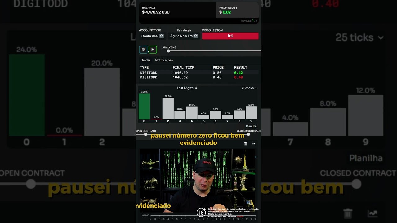 Iniciando Agora uma Operação em Ímpar com o Robô Águia na Deriv