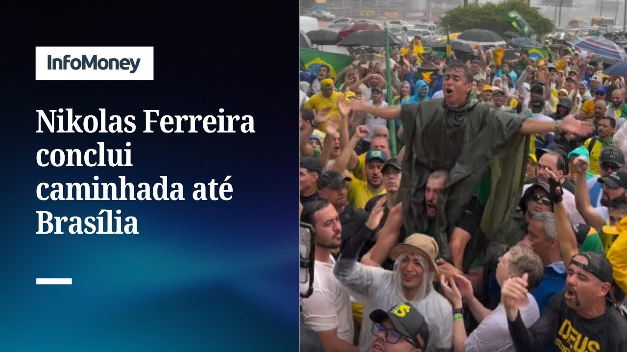 Nikolas Ferreira conclui caminhada e discursa para apoiadores em Brasília