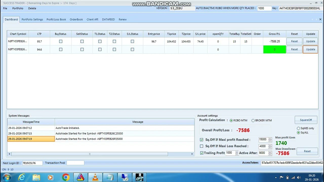 ROBO TRADING NIFTY OPTION 29 JAN 26 .15 LOT TODAY PROFIT .RS.5000