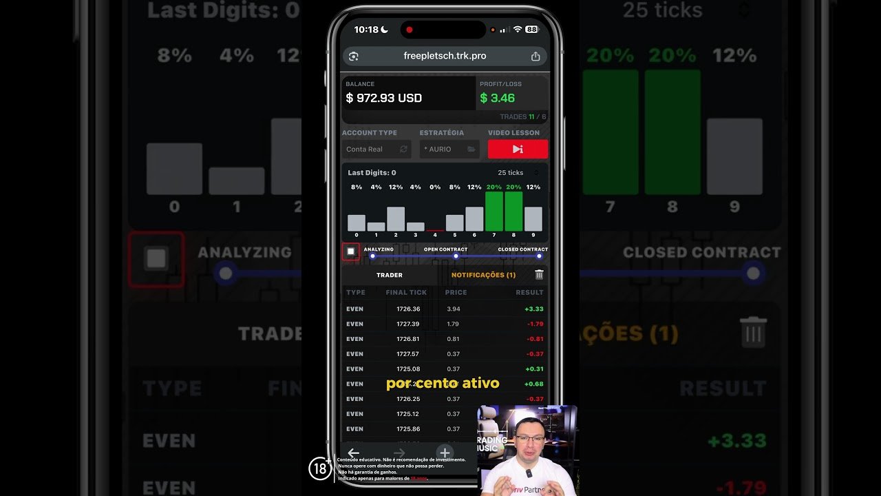 FAZENDO ENTRADAS NA CONTA DEMO NA DERIV COM O ALGORITMO AURIO