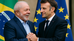 Imagem ilustrativa sobre Lula se reúne com Macron em reta final de aplicação do acordo Mercosul-UE; país europeu resiste