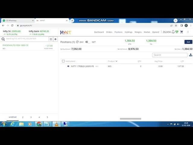 ROBO TRADING NIFTY OPTION 11 FEB 26 .1 LOT TODAY PROFIT .RS.1400