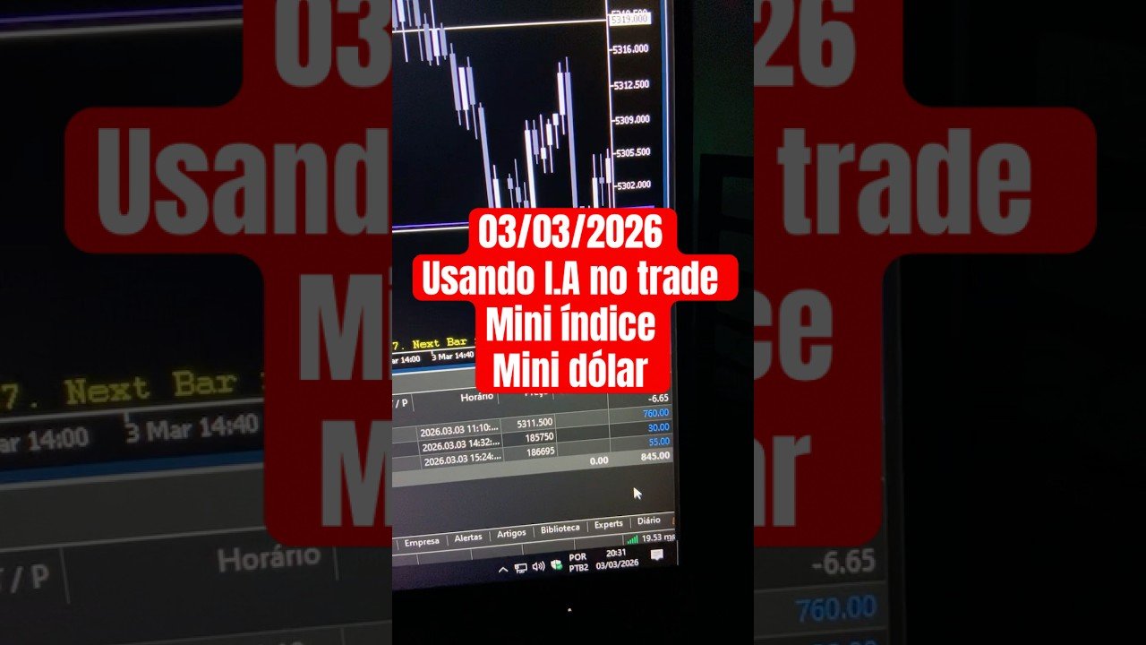 03/03/2026 Usando inteligência artificial no trade, mini índice e mini dólar.