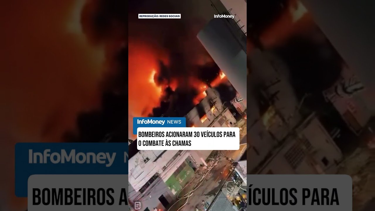 Incêndio de grandes proporções atinge fábrica no Centro de SP