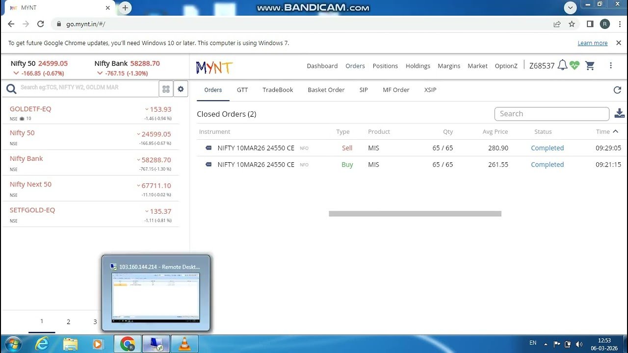 ROBO TRADING NIFTY OPTION 06 MARCH 26 .1 LOT TODAY PROFIT .Rs.1300