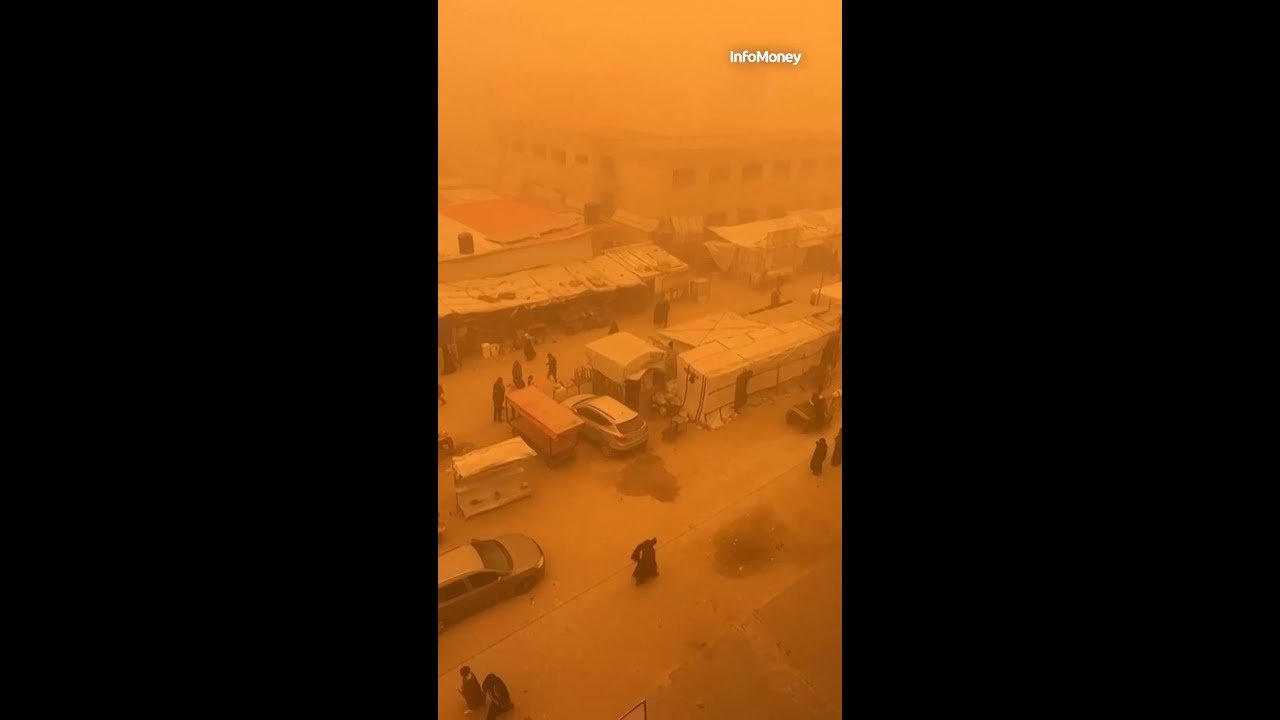 Tempestade de areia atinge acampamentos de palestinos deslocados em Gaza