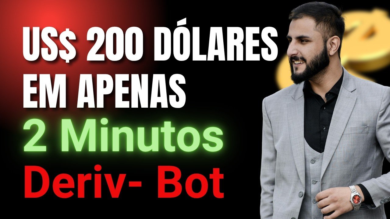 U$200 DÓLARES EM APENAS 2 MINUTOS OPERANDO COM ROBÔ DERIV INVEST 100% FREE