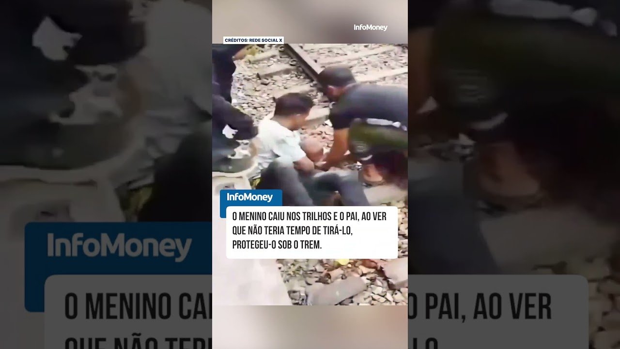Pai deita sob trem para salvar filho caído nos trilhos