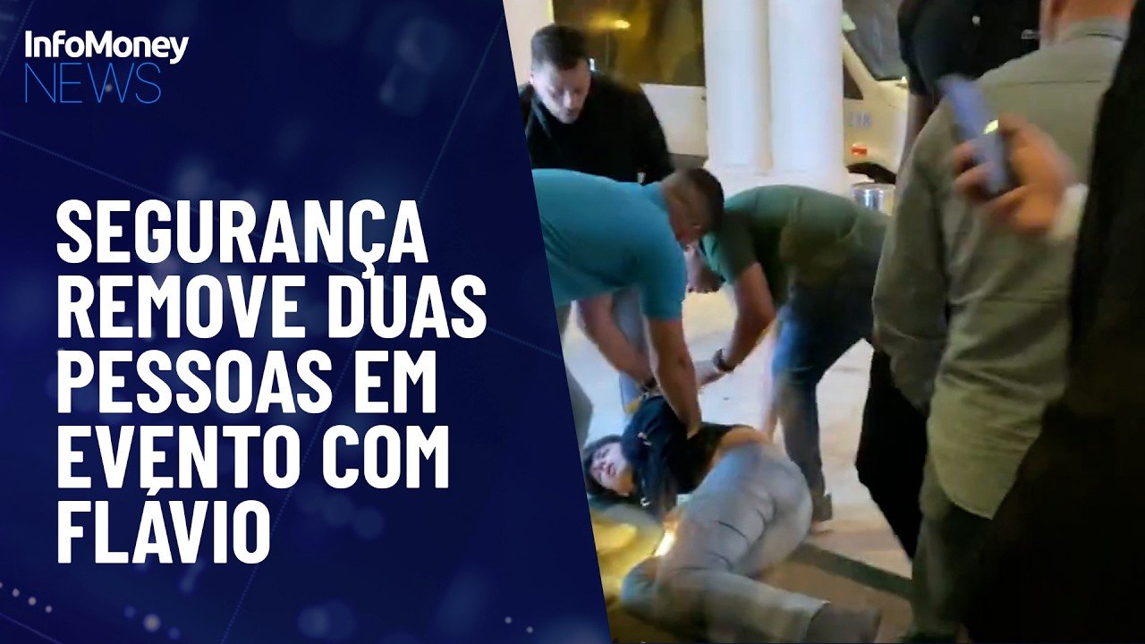 Seguranças retiram dois homens de evento com Flávio Bolsonaro e Derrite | InfoMoney News