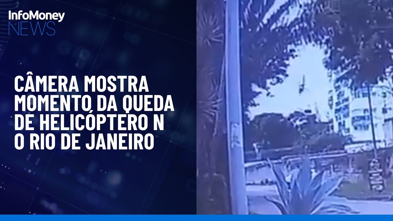 Câmera mostra momento da queda de helicóptero no Rio de Janeiro
