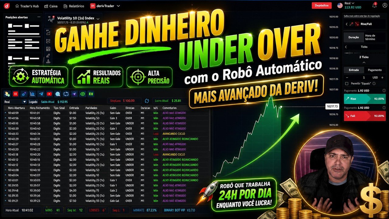 Ganhe Dinheiro com a estratégia under over do Robô automático Mais Avançado da Deriv!