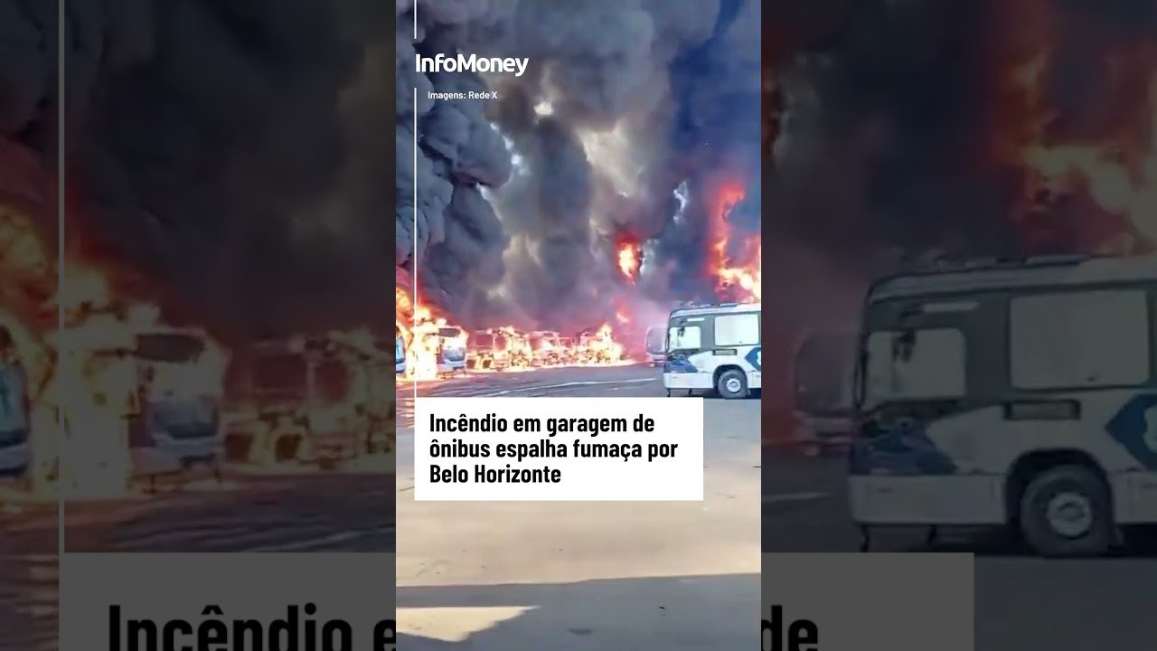 Incêndio em garagem de ônibus espalha fumaça por Belo Horizonte