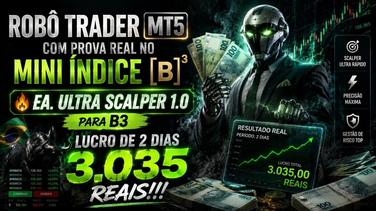 ROBÔ TRADER MT5 COM PROVA REAL NO MINI ÍNDICE 🔥EA. ULTRA SCALPER 1.0 B3 LUCRO DE 2 DIAS 3.035 REAIS!