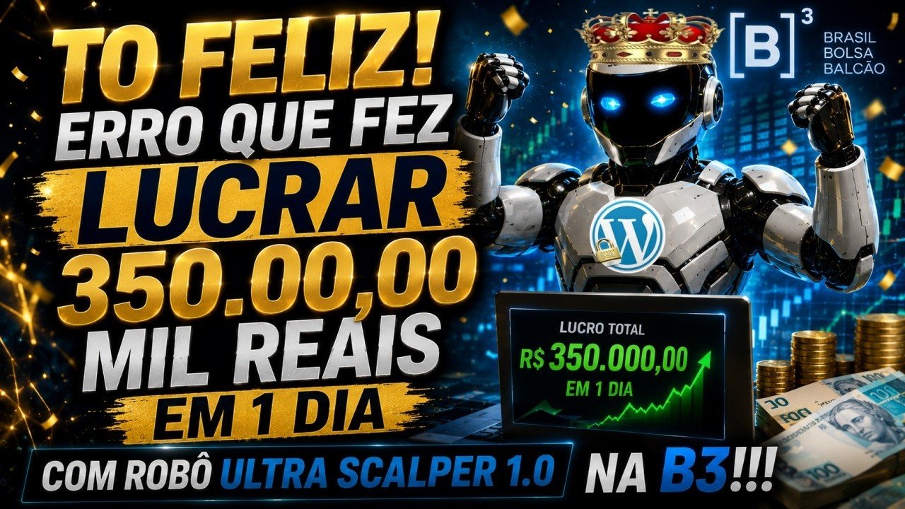 TO FELIZ! ERRO QUE FEZ LUCRAR 350.000 MIL REAIS EM 1 DIA COM ROBÔ ULTRA SCALPER 1.0 NA B3!!!