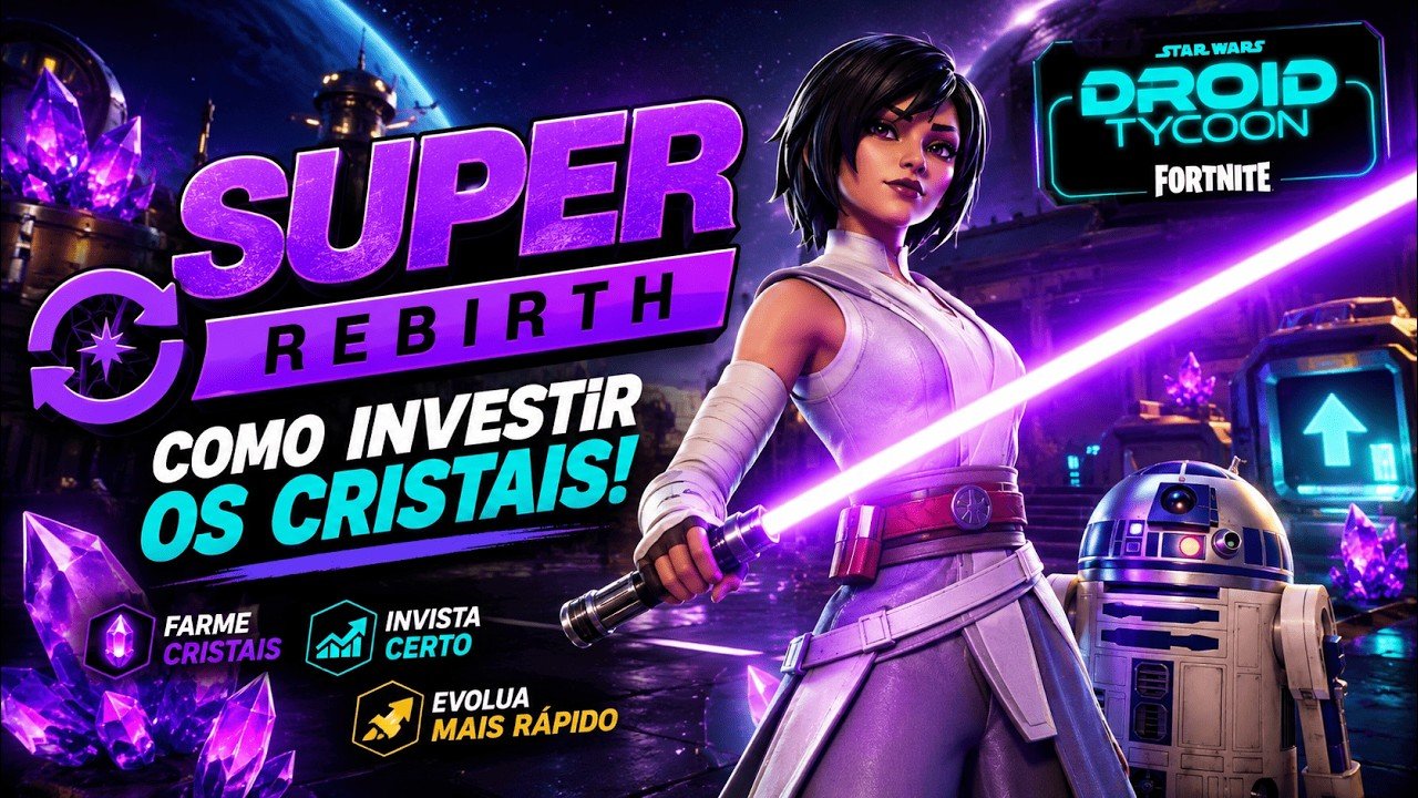 🔄 Onde Investir os Cristais no SUPER REBIRTH | Droid Tycoon Fortnite