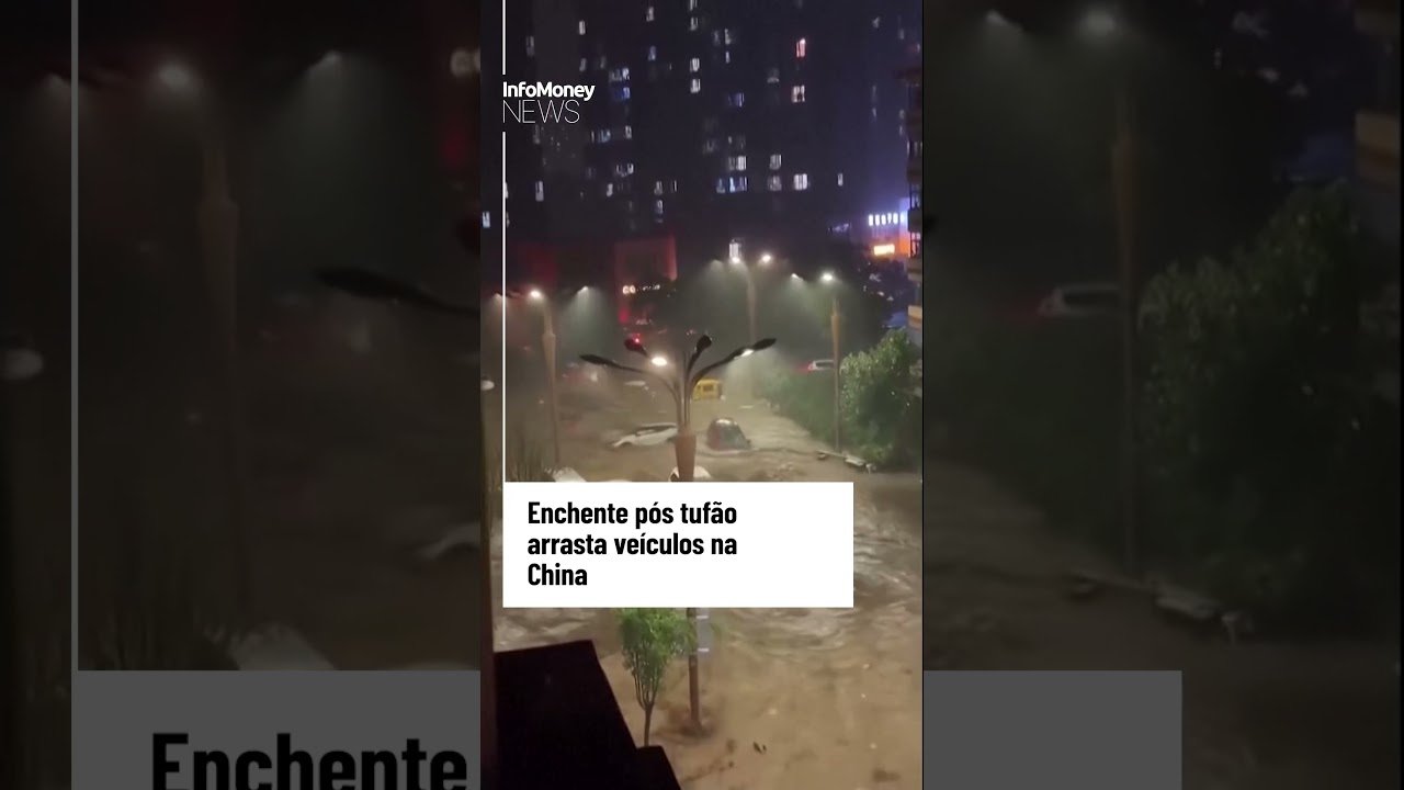 Enchente pós tufão arrasta veículos na China | InfoMoney News