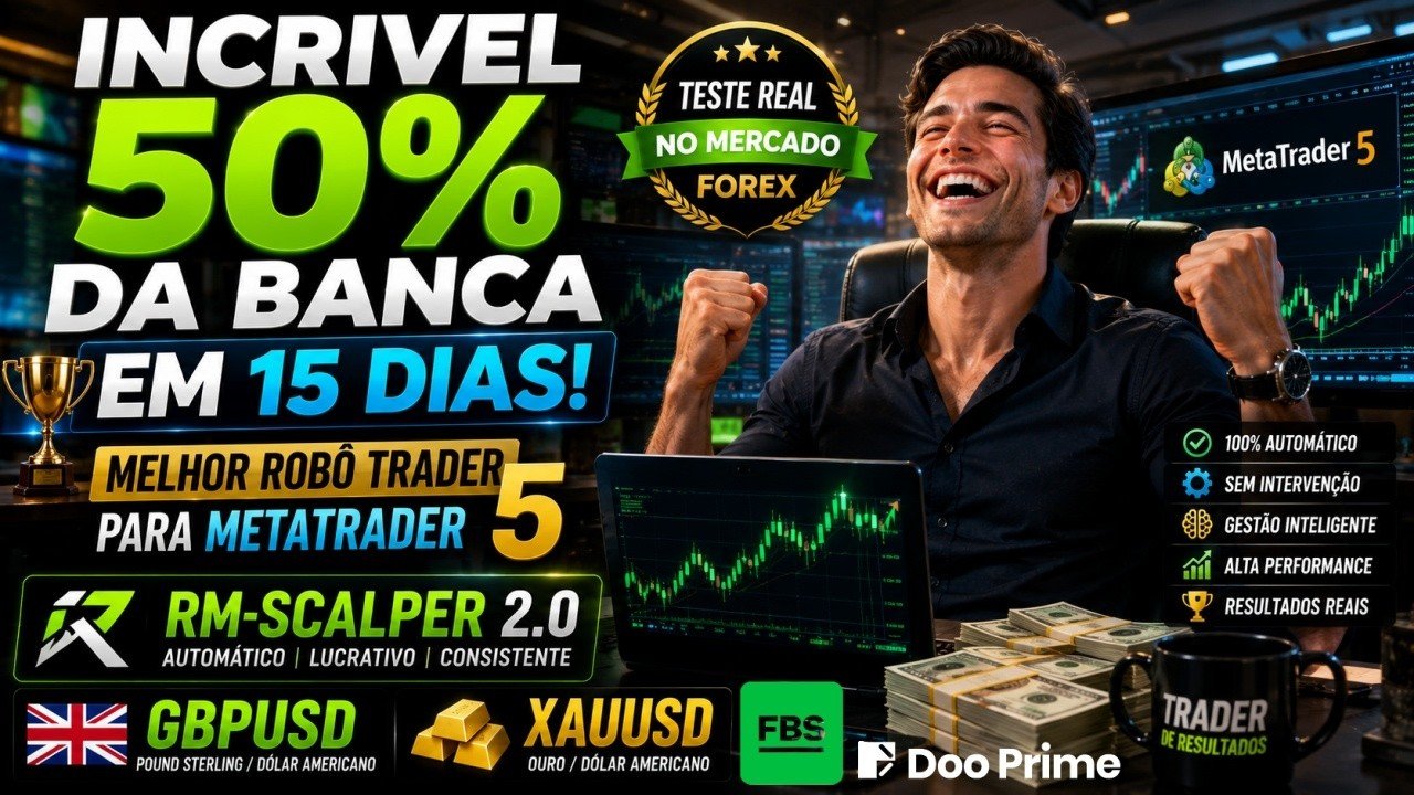 INCRIVEL 50% DA BANCA EM 15 DIAS! MELHOR ROBÔ TRADER PARA METATRADER 5, RM-SCALPER 2.0 TESTE REAL