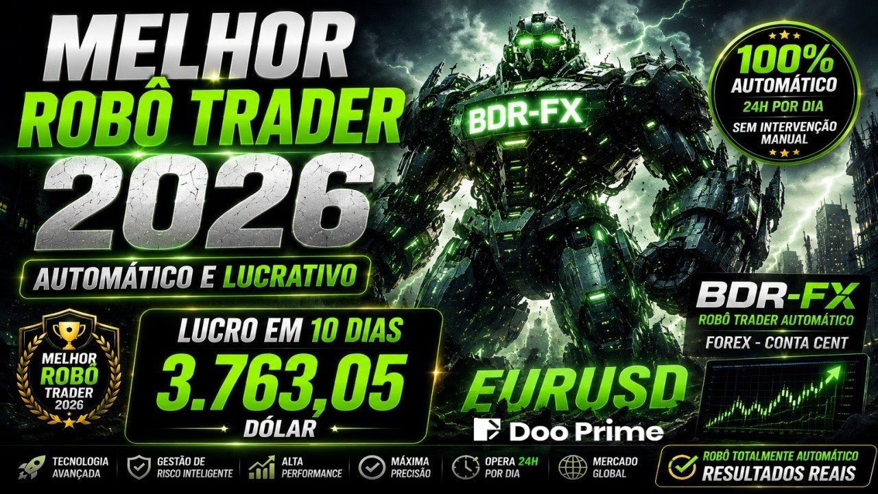 MELHOR ROBÔ TRADER 2026 (AUTOMÁTICO E LUCRATIVO) , BDR-FX LUCRO EM 10 DIAS 3.763,05 DÓLAR NO EURUSD