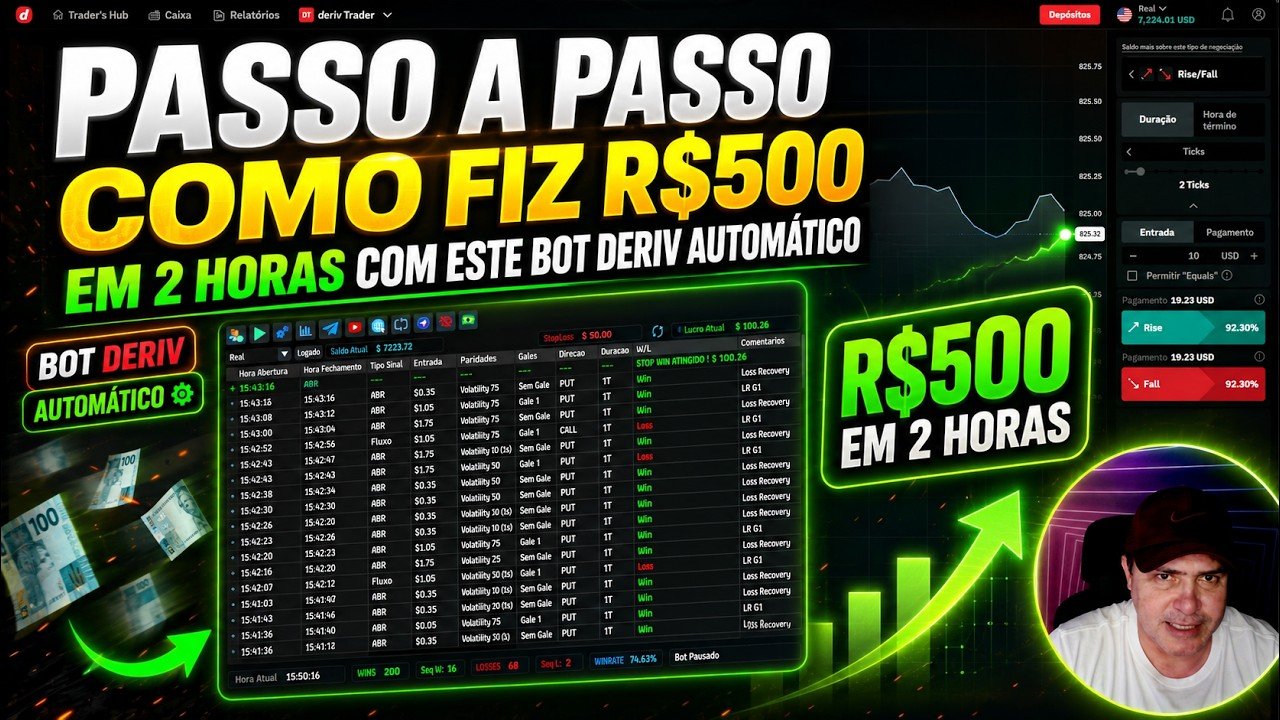Mostrei o passo a passo de como fiz R$500 em 2 horas com este bot deriv automático