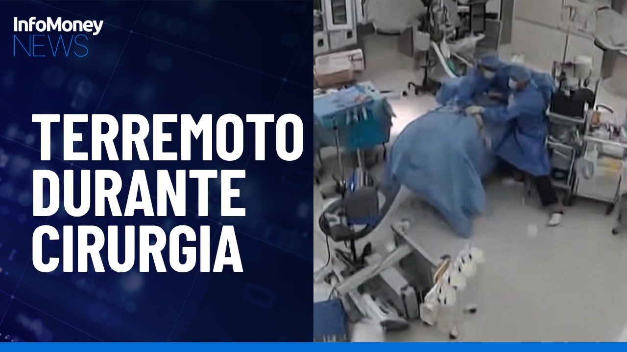 Cirurgiões se agarram à mesa de cirurgia durante terremoto no Japão