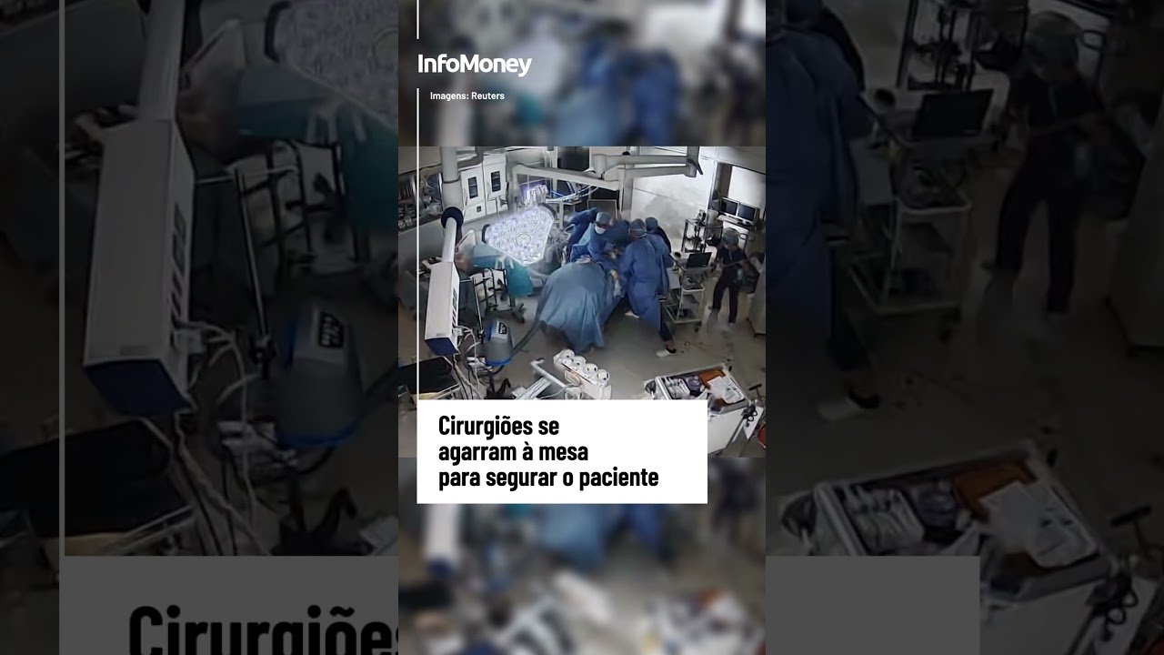 Cirurgiões se agarram à mesa de cirurgia durante terremoto no Japão