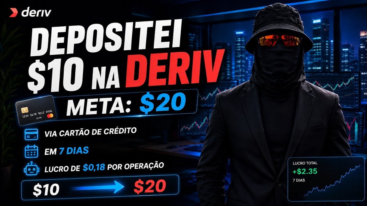 Depositei US$ 10 na Deriv | Minha Meta é Chegar a US$ 20 em 7 Dias