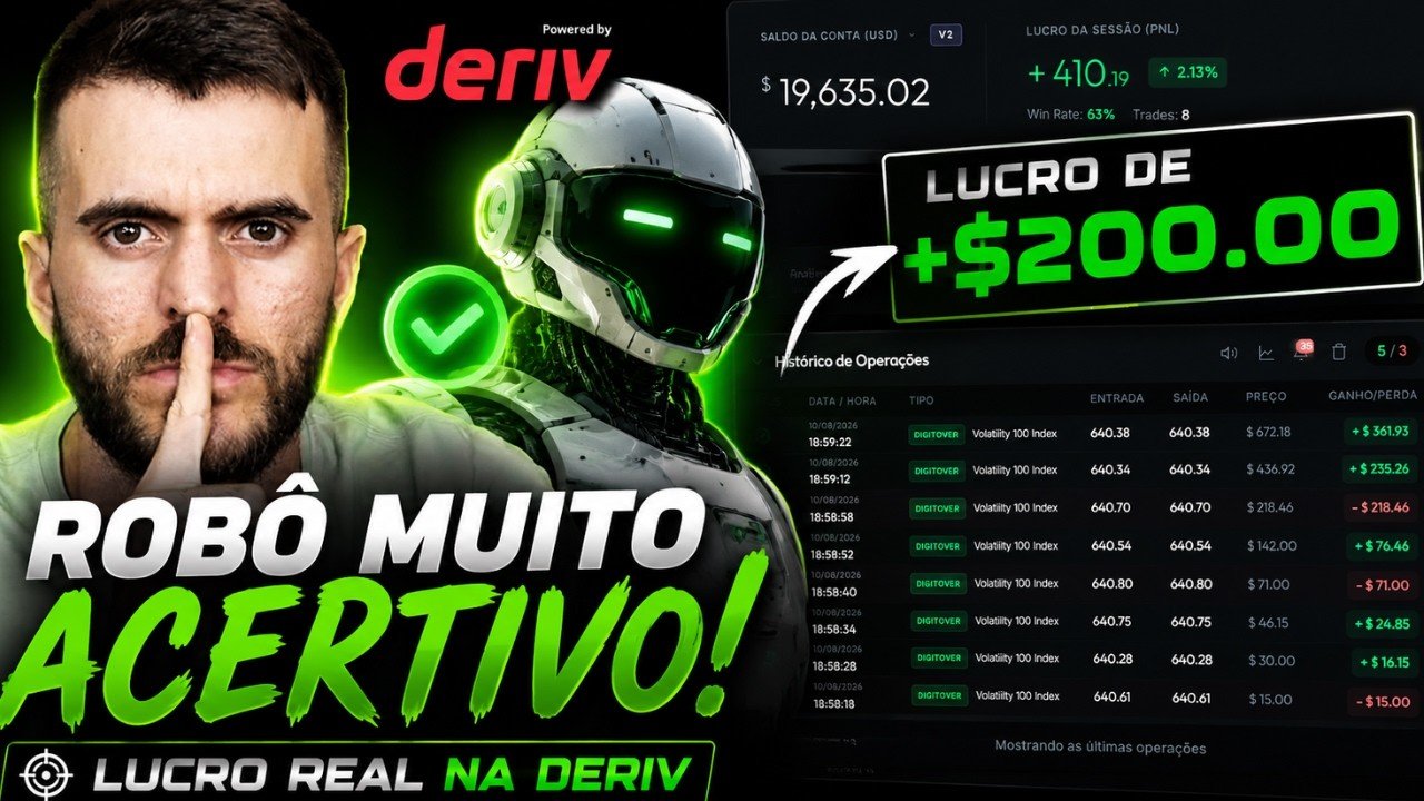 DERIV: ROBÔ QUE OPERA ESTRATÉGIA DE DIGÍTOS NA DERIV ME FAZ LUCRAR MUITO