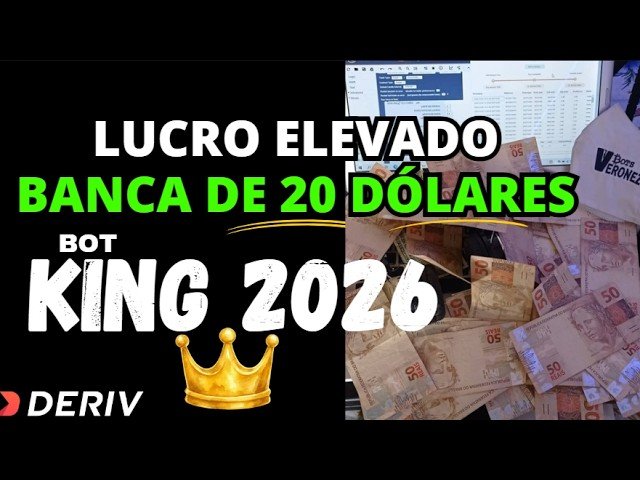 LUCRANDO EM BANCA DE 20 DÓLARES COM ROBÔ KING 2026 – Conta Real Deriv.com