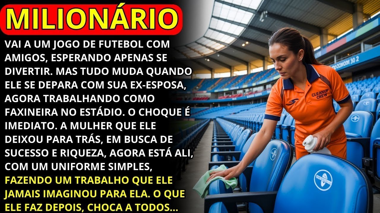 MILIONÁRIO VAI A UM JOGO DE FUTEBOL E ENCONTRA SUA EX-ESPOSA COMO FAXINEIRA NO ESTÁDIO