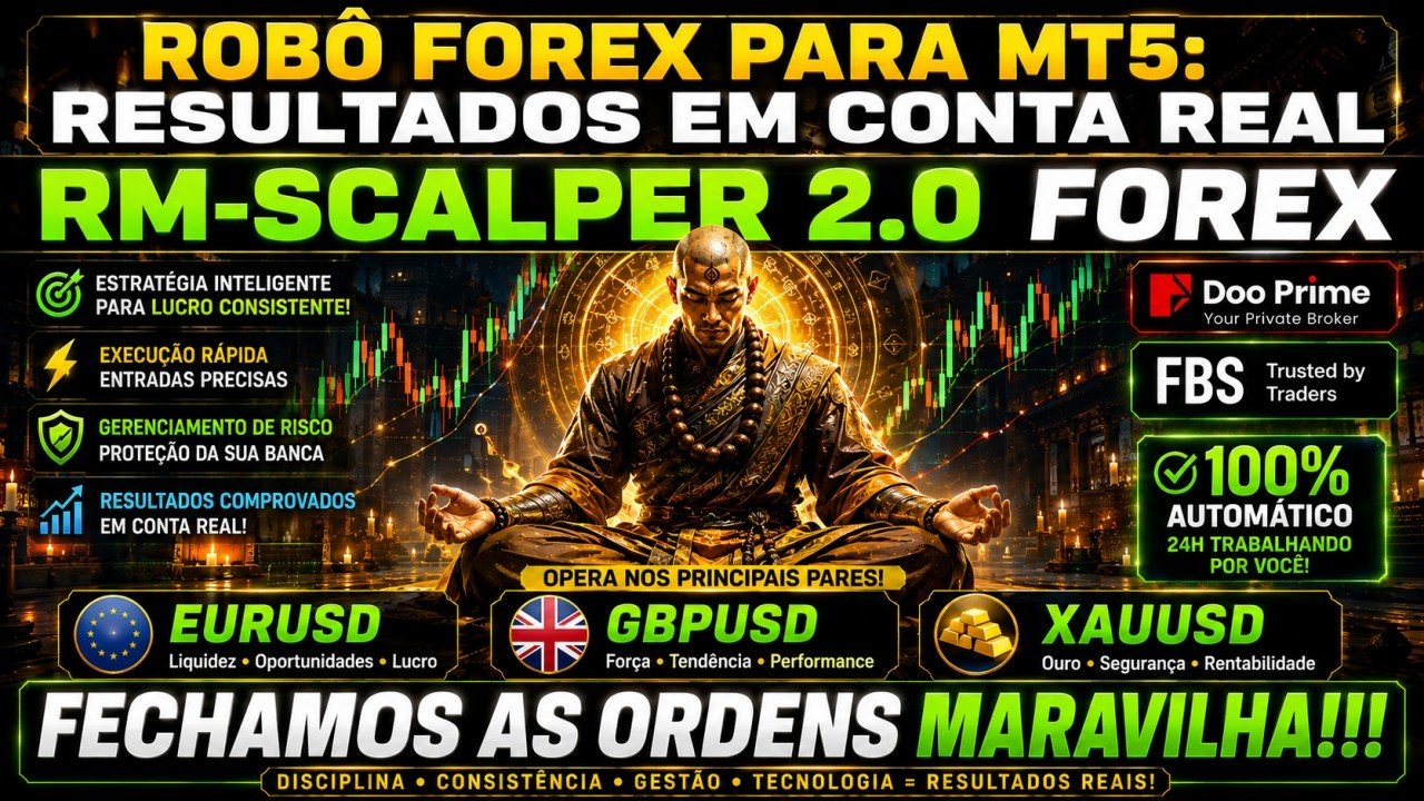 ROBÔ FOREX PARA MT5: RESULTADOS EM CONTA REAL, RM-SCALPER 1.0 FECHAMOS AS ORDENS MARAVILHA!!!
