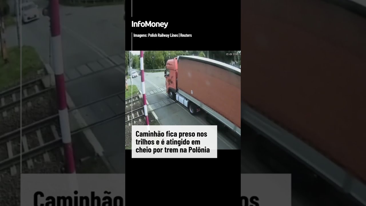 Trem atinge em cheio caminhão sobre trilhos na Polônia