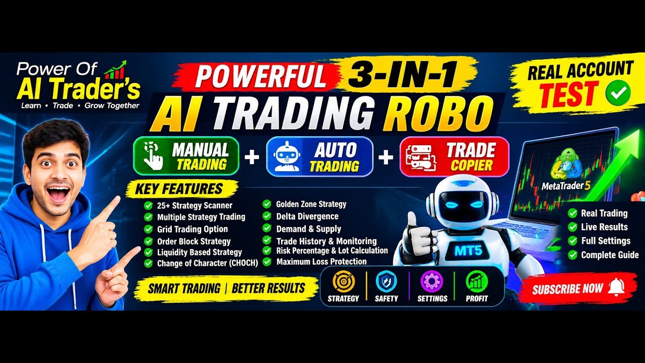 3-in-1 AI Trading Robo | Manual + Auto Trading + Trade Copier | 25+ Strategies | Real Account Test