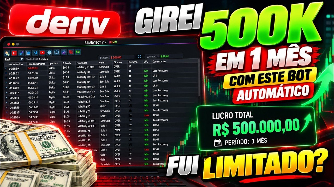 Girei 500k em um mês com este bot deriv automático