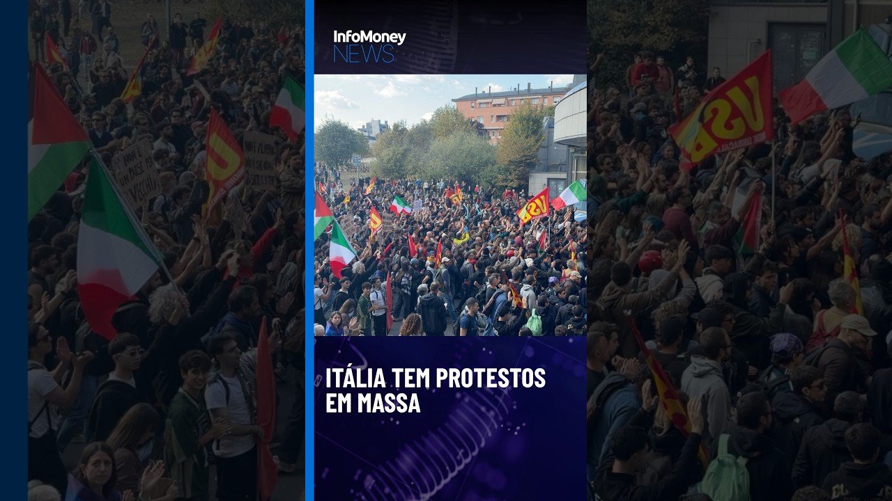 Onda de protestos: Manifestantes incendeiam objetos durante greve nacional na Itália| InfoMoney News