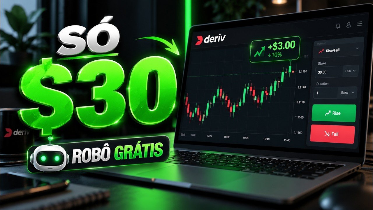 Testei um robô grátis na Deriv com só $30