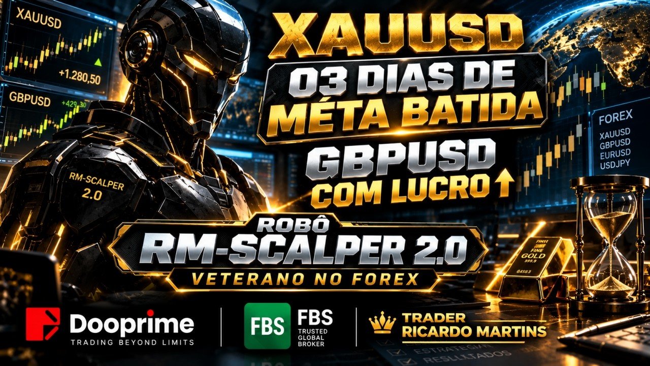 XAUUSD 03 DIAS DE MÉTA BATIDA, GBPUSD COM LUCRO RÔBO RM-SCALPER 2.0 VETERANO NO FOREX